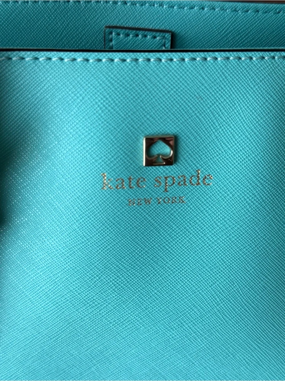 kate spade Turquoise Saffiano Leather Satchel with Gold Hardware